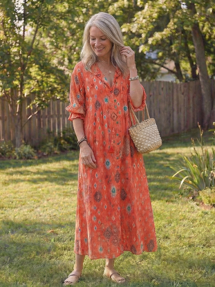 Duttini | Timeless Floral Button Front Maxi Dress