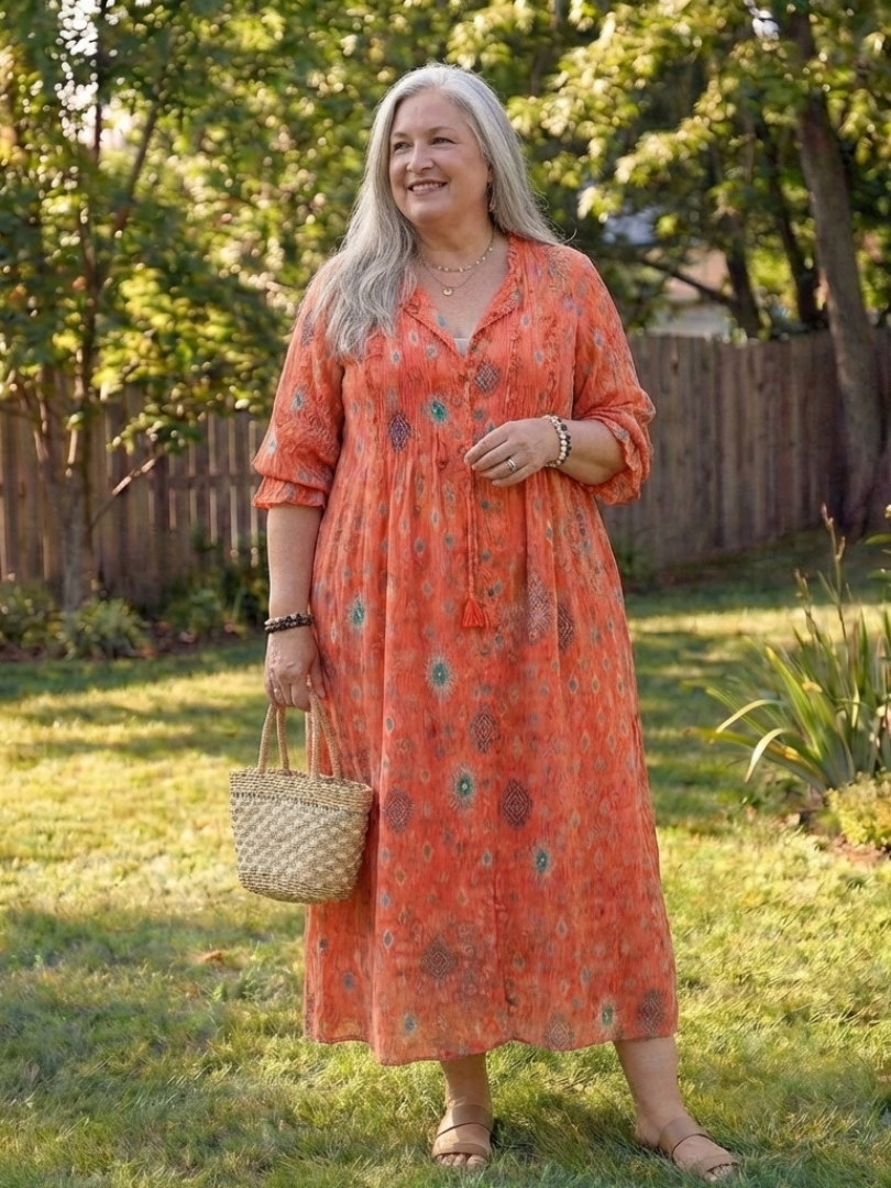 Duttini | Timeless Floral Button Front Maxi Dress