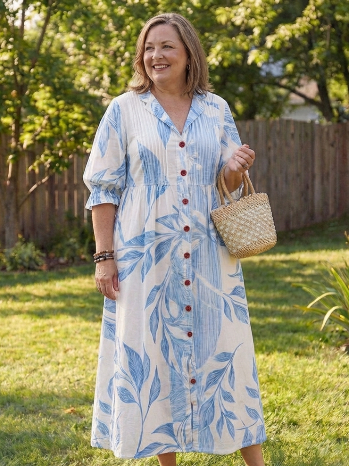 Duttini | Timeless Floral Button Front Maxi Dress
