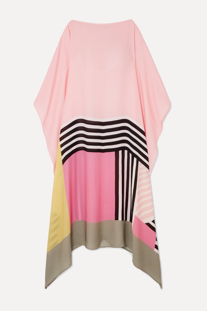 Duttini | Sophisticated Caftan Dress Geometric Print Batwing Sleeve Maxi Dress