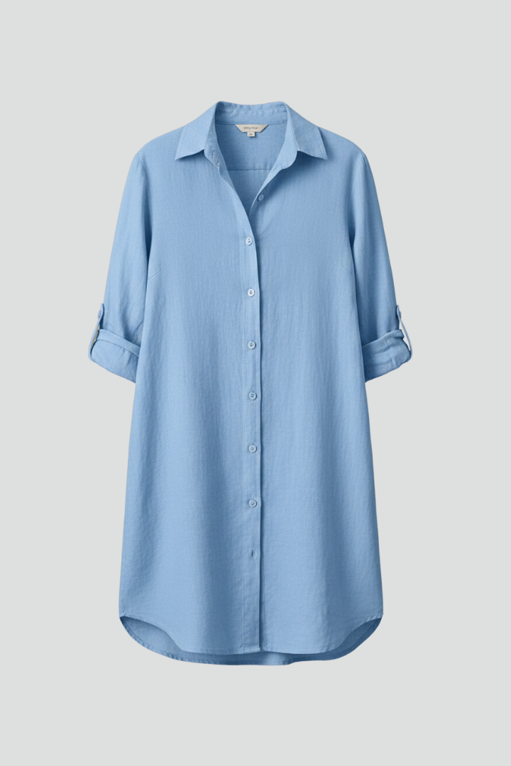 Duttini | Feminine Long Sleeve Button Front Shirt Dress