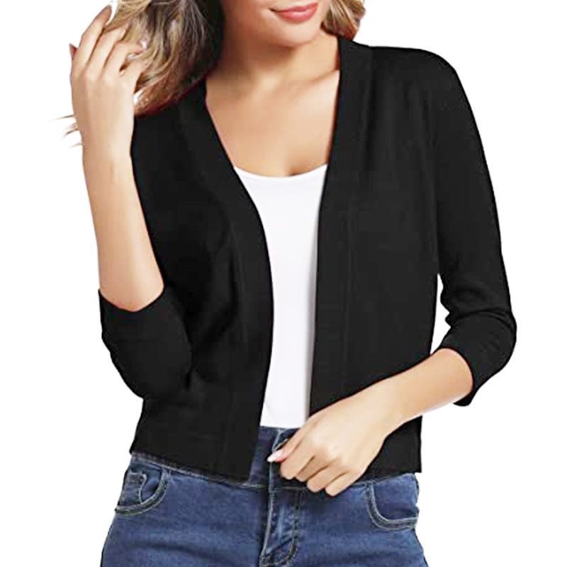 Duttini | Graceful Open Front 3/4 Sleeve Cardigan for Every Occasion