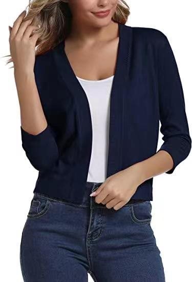 Duttini | Graceful Open Front 3/4 Sleeve Cardigan for Every Occasion