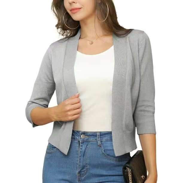 Duttini | Graceful Open Front 3/4 Sleeve Cardigan for Every Occasion