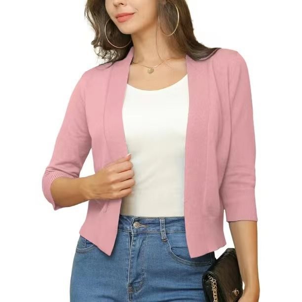 Duttini | Graceful Open Front 3/4 Sleeve Cardigan for Every Occasion