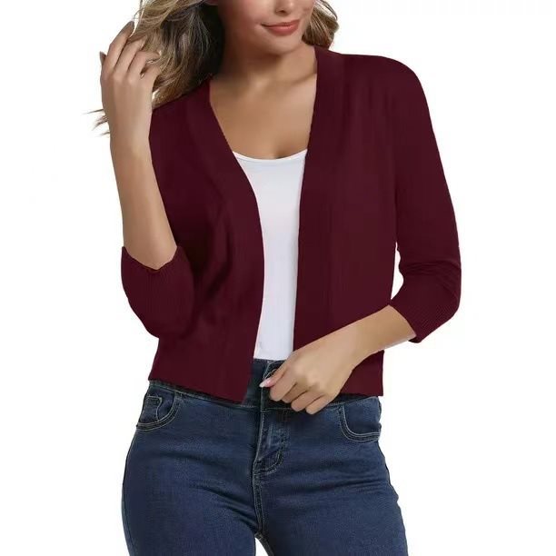 Duttini | Graceful Open Front 3/4 Sleeve Cardigan for Every Occasion