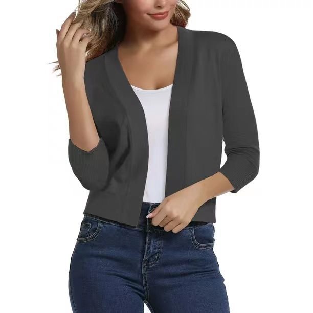 Duttini | Graceful Open Front 3/4 Sleeve Cardigan for Every Occasion