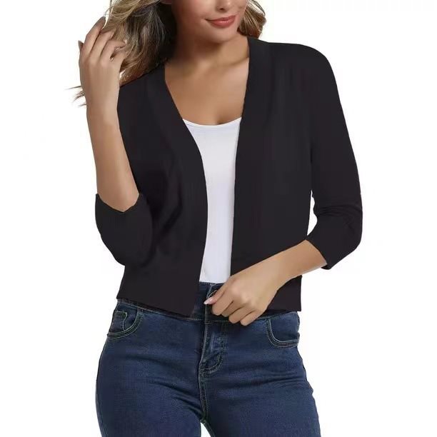 Duttini | Graceful Open Front 3/4 Sleeve Cardigan for Every Occasion