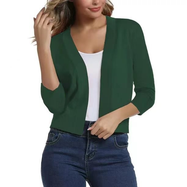 Duttini | Graceful Open Front 3/4 Sleeve Cardigan for Every Occasion