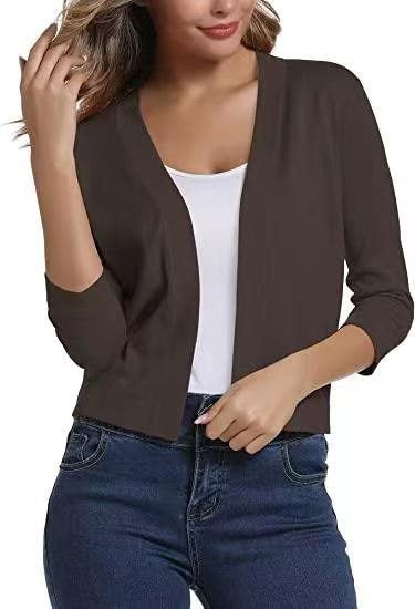 Duttini | Graceful Open Front 3/4 Sleeve Cardigan for Every Occasion
