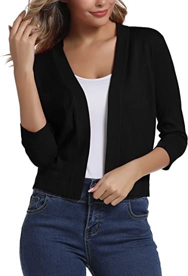 Duttini | Graceful Open Front 3/4 Sleeve Cardigan for Every Occasion