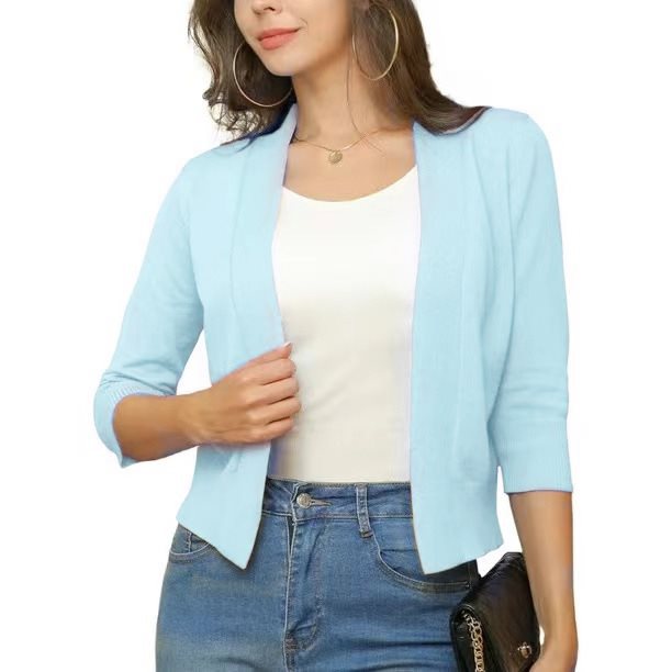 Duttini | Graceful Open Front 3/4 Sleeve Cardigan for Every Occasion