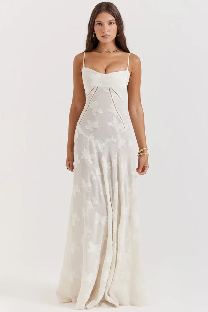 Duttini | Elegant Long Summer Dress With Open Back And Adjustable Straps
