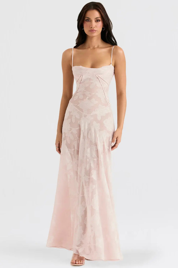 Duttini | Elegant Long Summer Dress With Open Back And Adjustable Straps