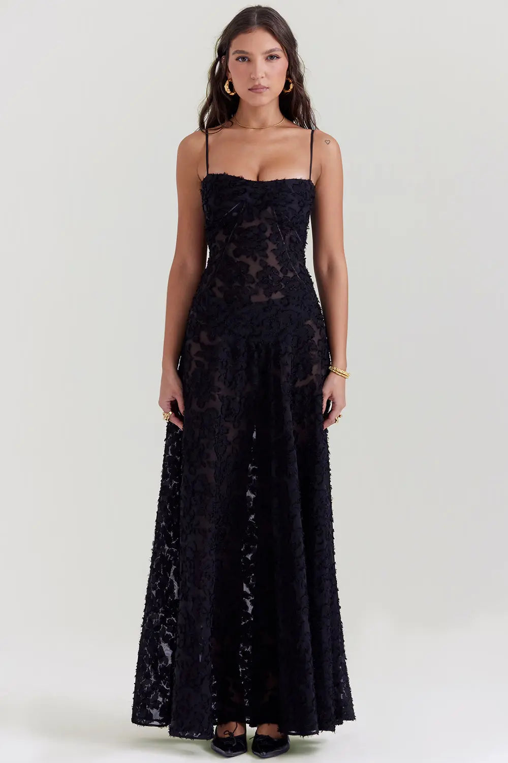 Duttini | Elegant Long Summer Dress With Open Back And Adjustable Straps