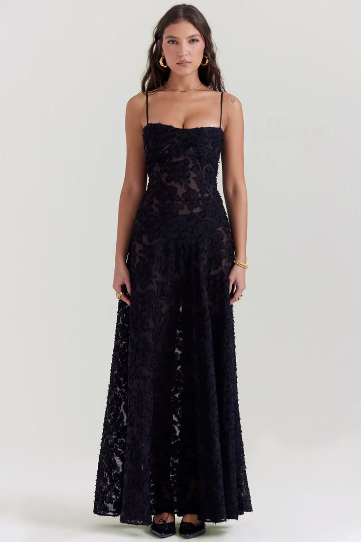 Duttini | Elegant Long Summer Dress With Open Back And Adjustable Straps