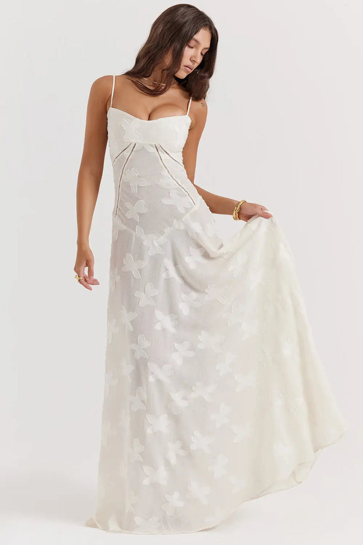 Duttini | Elegant Long Summer Dress With Open Back And Adjustable Straps