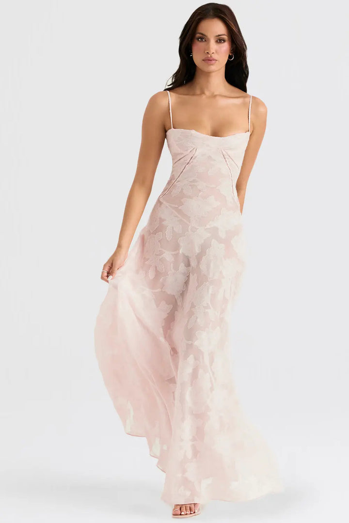 Duttini | Elegant Long Summer Dress With Open Back And Adjustable Straps