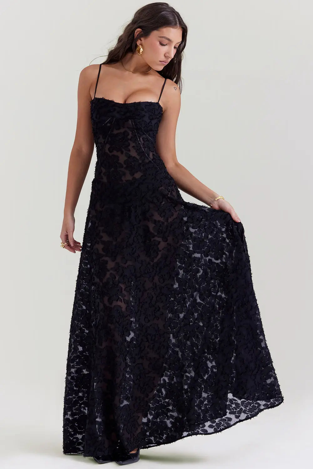 Duttini | Elegant Long Summer Dress With Open Back And Adjustable Straps