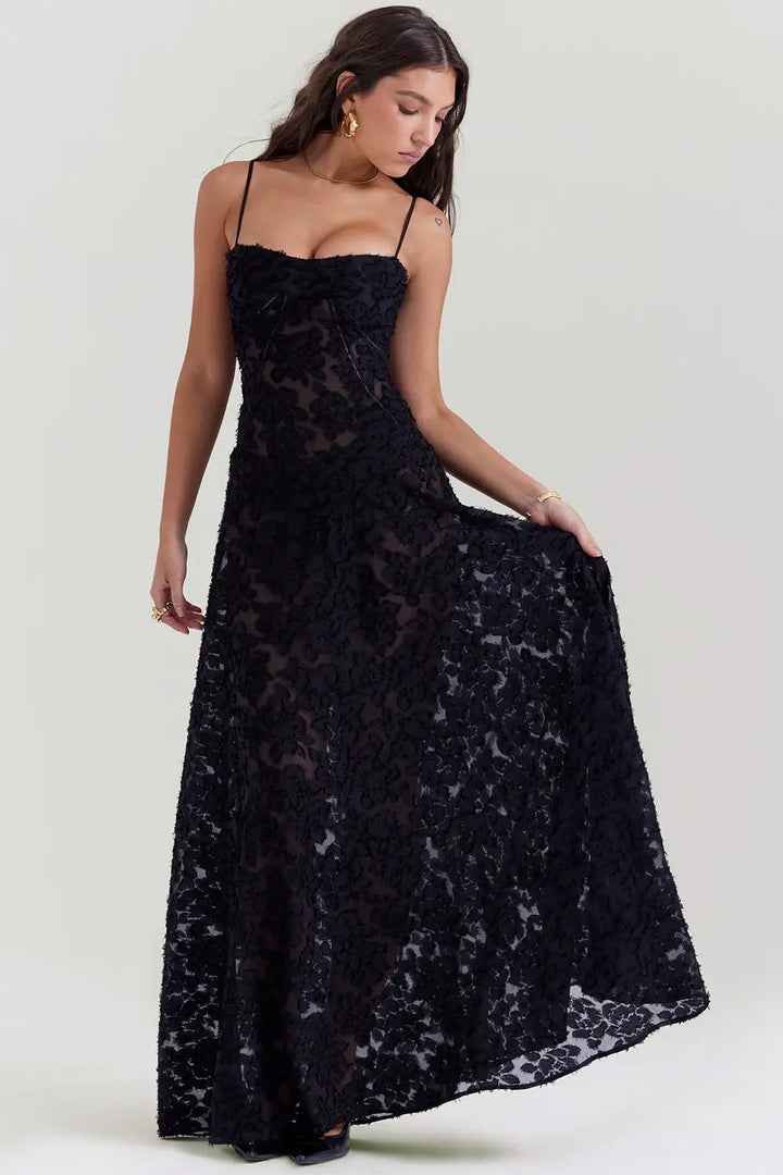 Duttini | Elegant Long Summer Dress With Open Back And Adjustable Straps