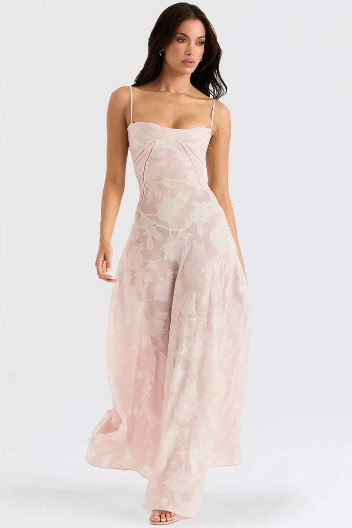Duttini | Elegant Long Summer Dress With Open Back And Adjustable Straps