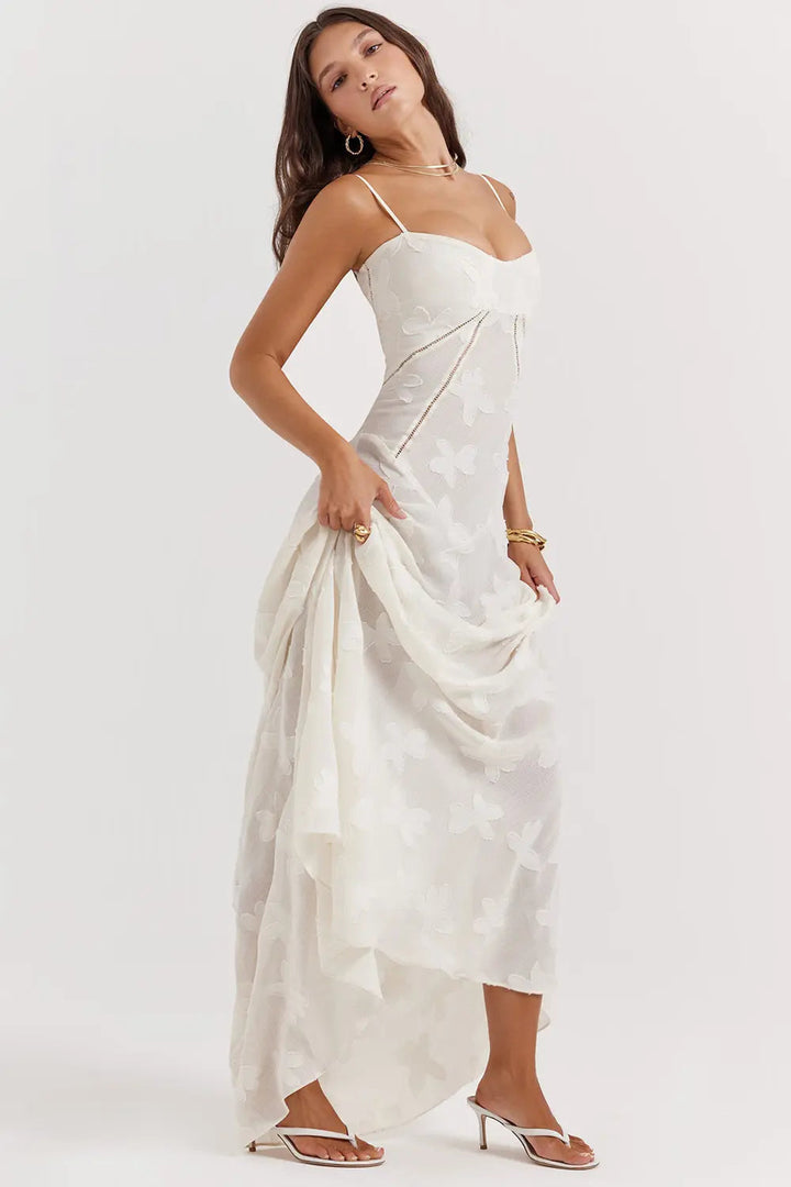 Duttini | Elegant Long Summer Dress With Open Back And Adjustable Straps