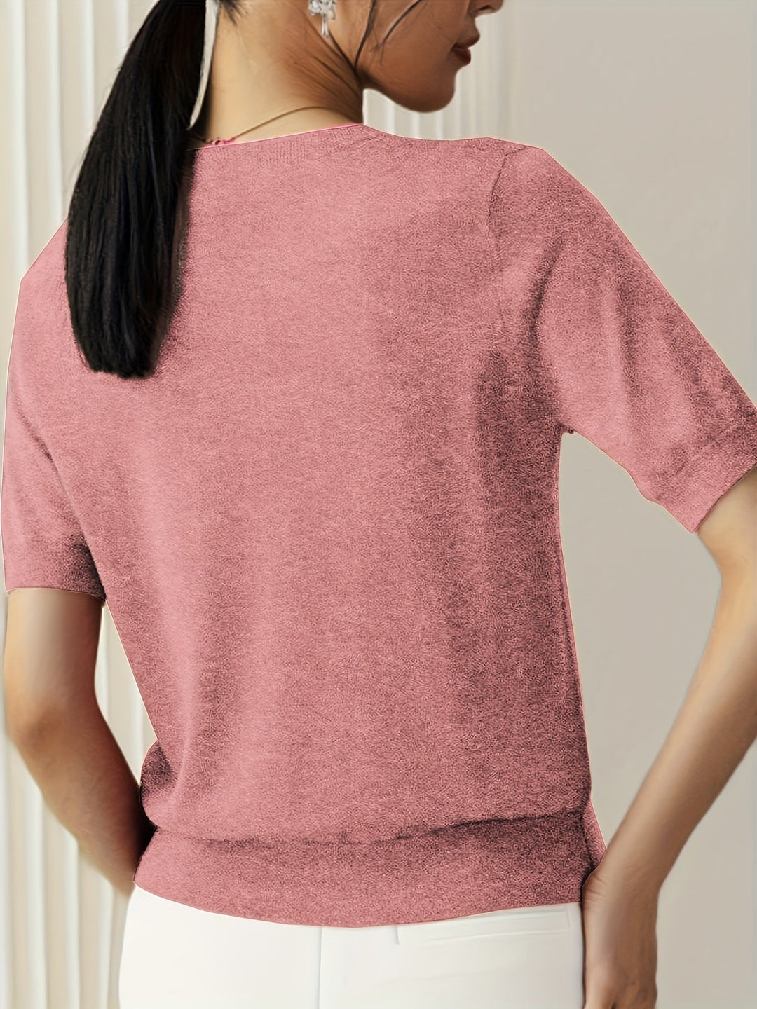 Duttini | Graceful Short Sleeve Knit Sweater for Every Occasion