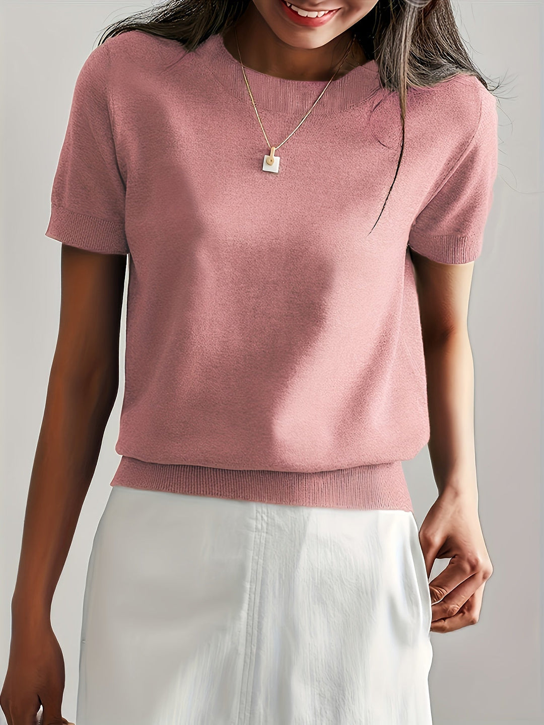 Duttini | Graceful Short Sleeve Knit Sweater for Every Occasion