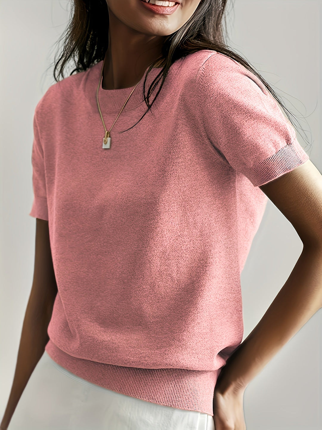 Duttini | Graceful Short Sleeve Knit Sweater for Every Occasion