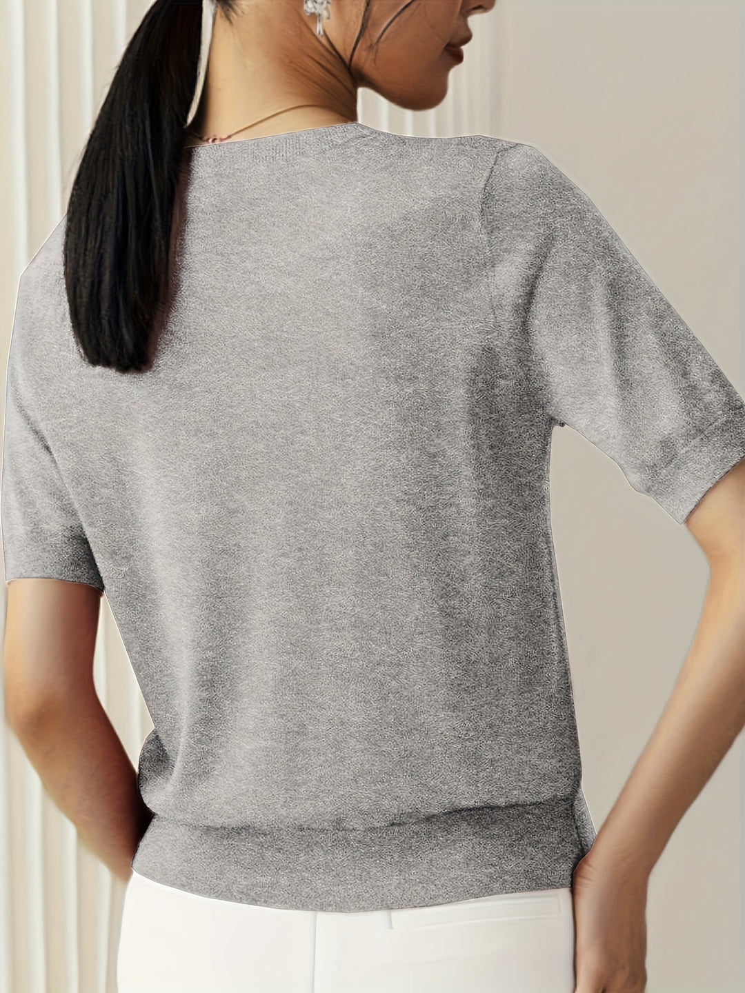 Duttini | Graceful Short Sleeve Knit Sweater for Every Occasion