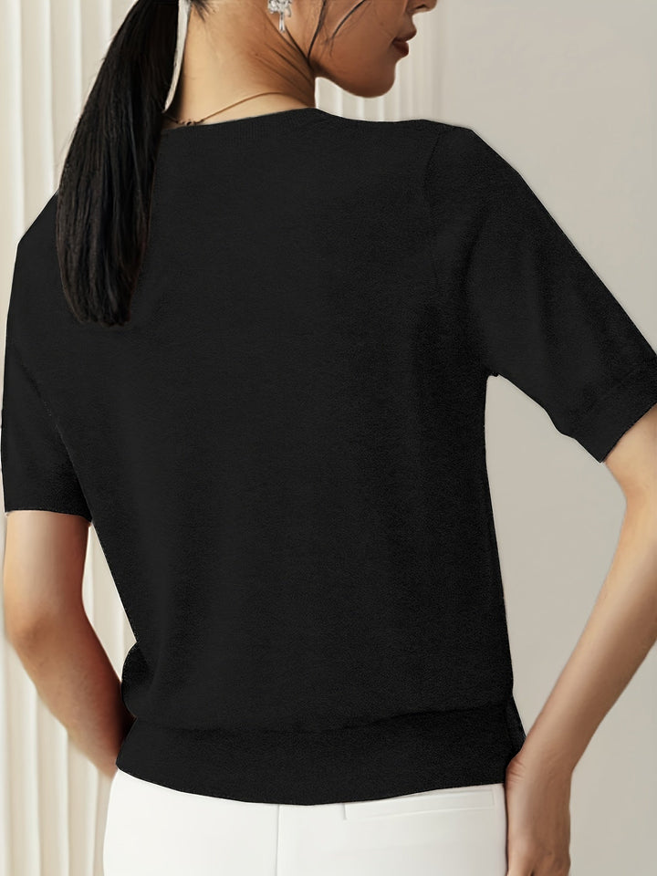 Duttini | Graceful Short Sleeve Knit Sweater for Every Occasion