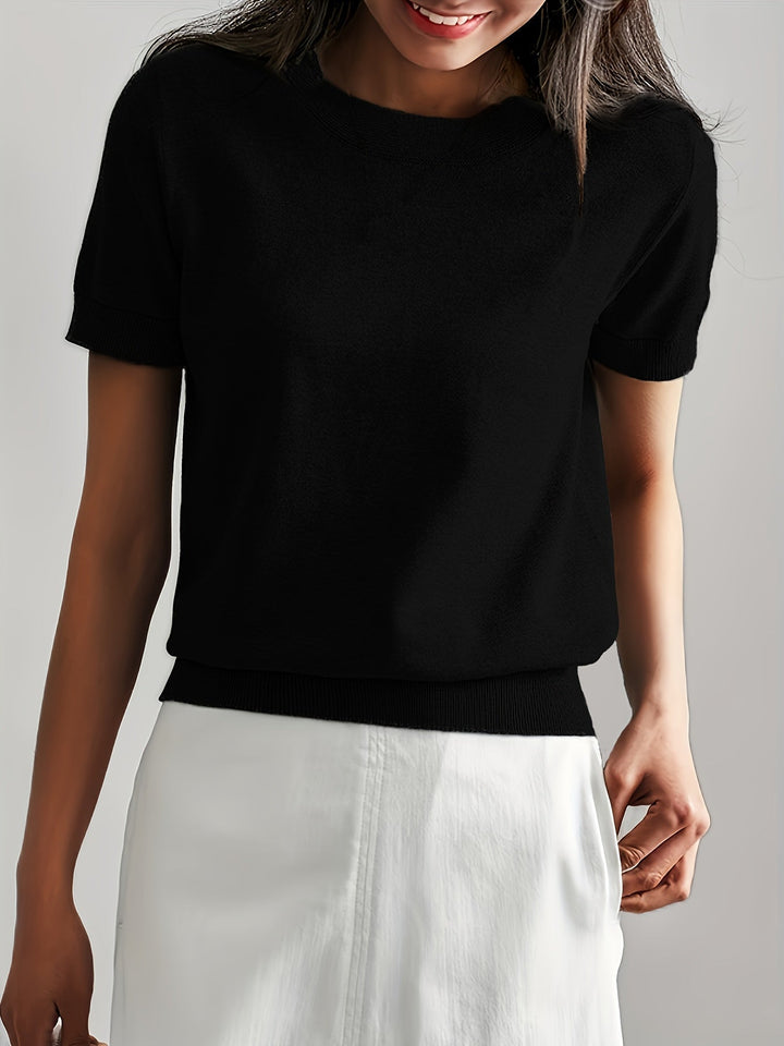 Duttini | Graceful Short Sleeve Knit Sweater for Every Occasion