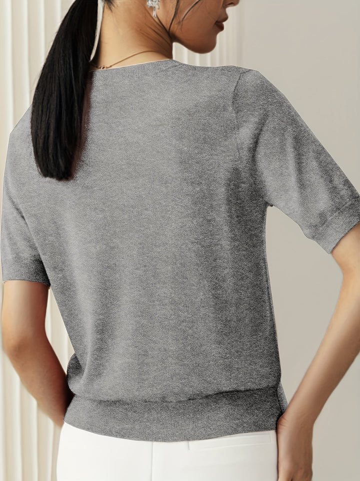 Duttini | Graceful Short Sleeve Knit Sweater for Every Occasion