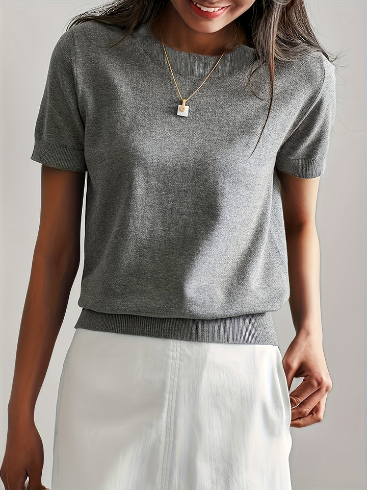 Duttini | Graceful Short Sleeve Knit Sweater for Every Occasion
