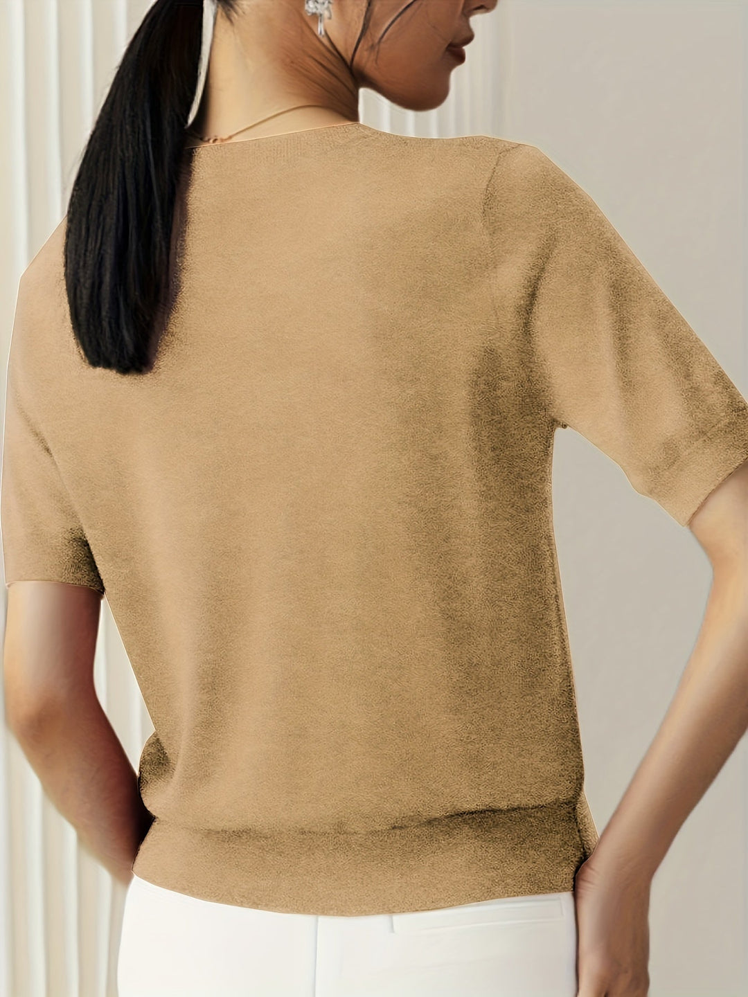 Duttini | Graceful Short Sleeve Knit Sweater for Every Occasion