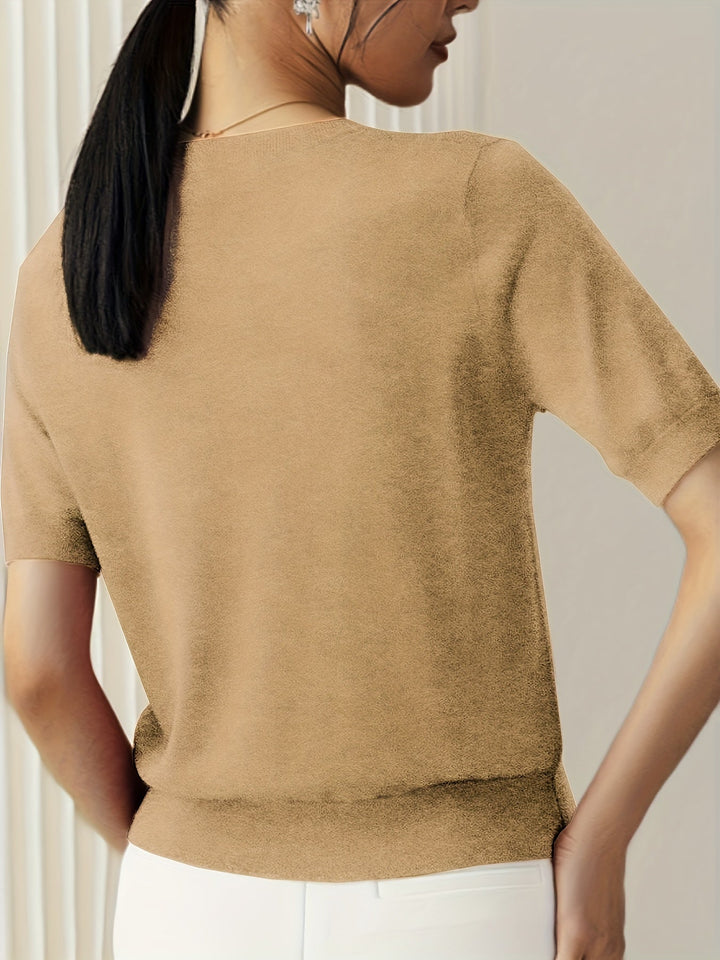 Duttini | Graceful Short Sleeve Knit Sweater for Every Occasion