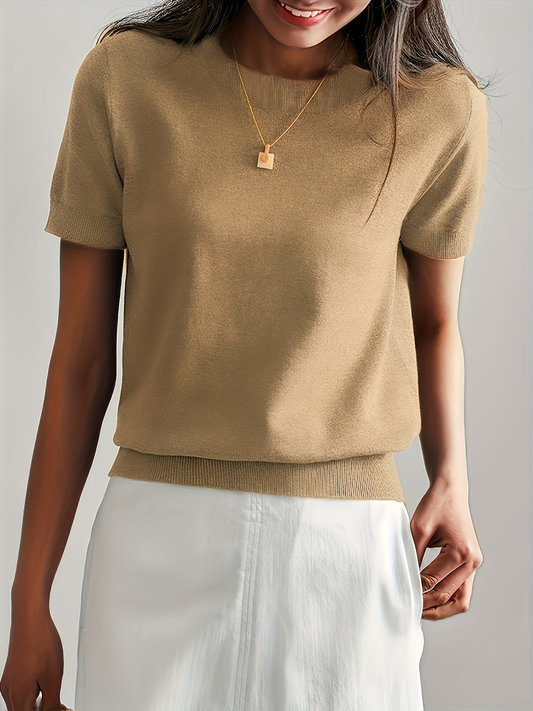 Duttini | Graceful Short Sleeve Knit Sweater for Every Occasion