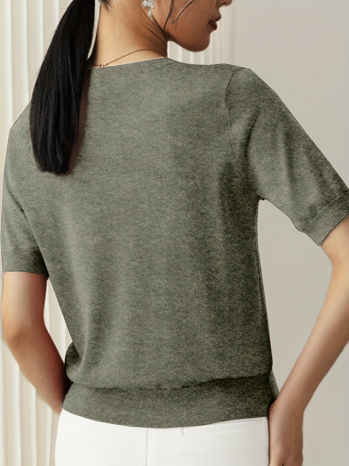 Duttini | Graceful Short Sleeve Knit Sweater for Every Occasion