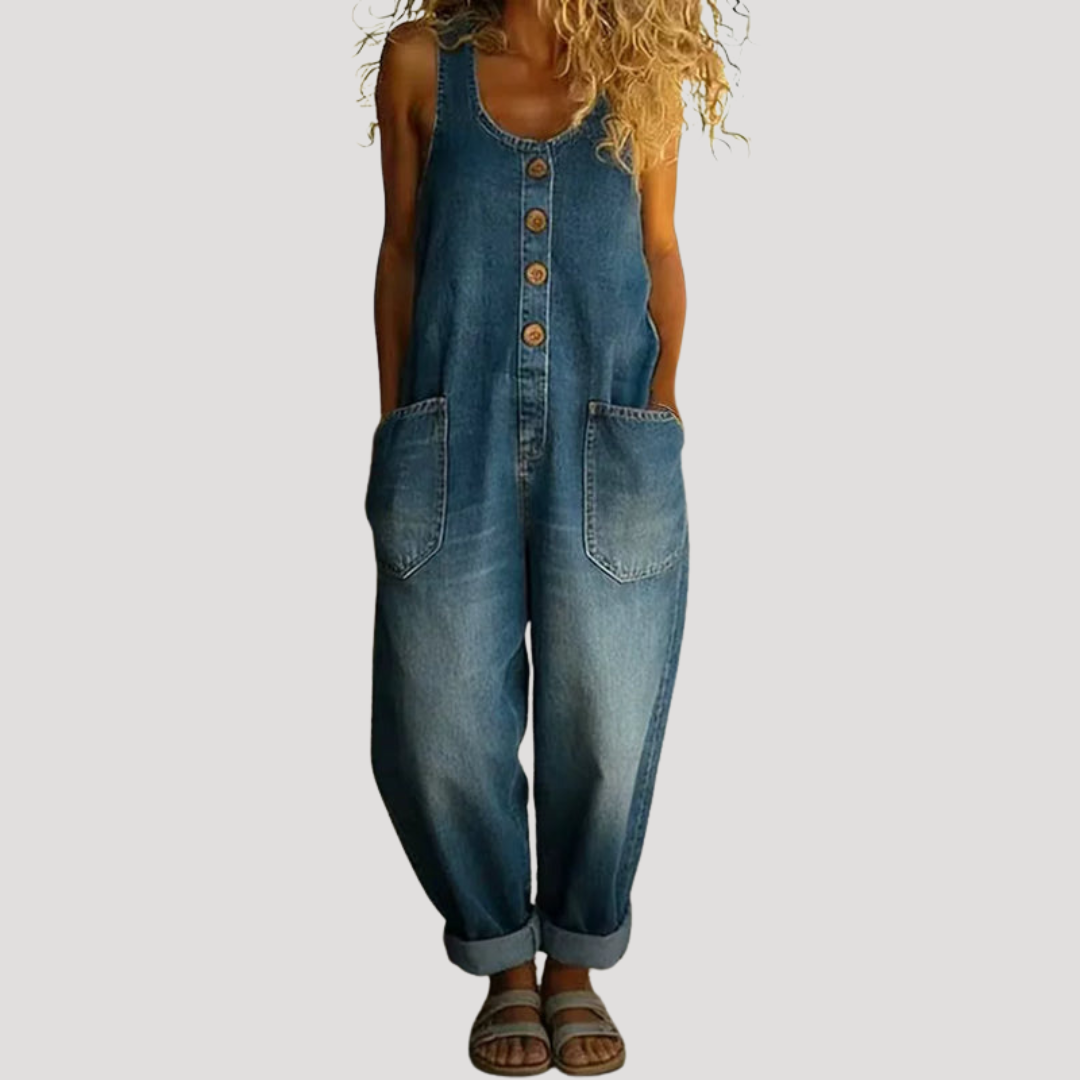 Duttini | Statement Button Front Wide Leg Overall Jumpsuit