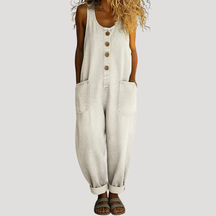 Duttini | Statement Button Front Wide Leg Overall Jumpsuit