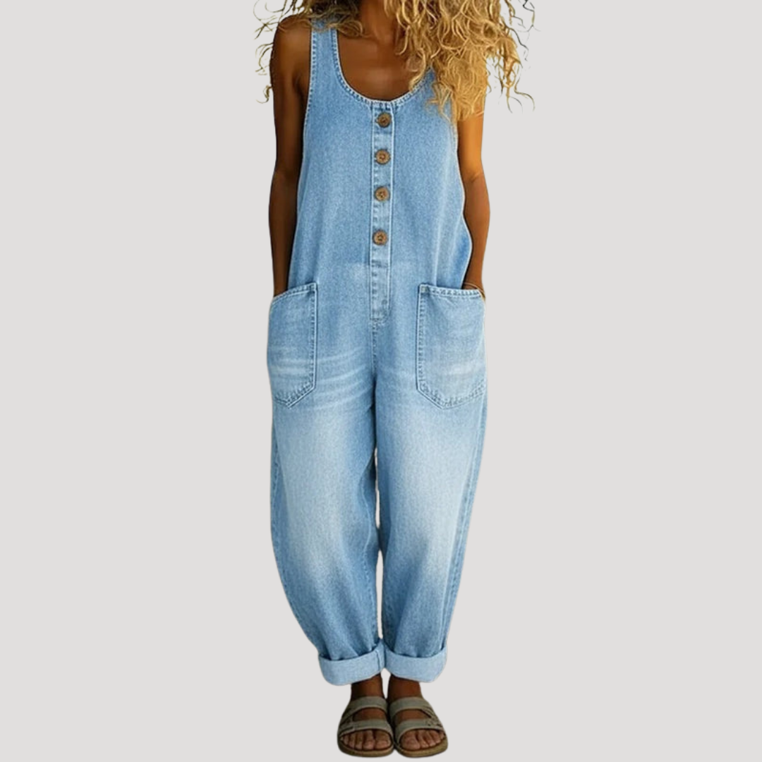 Duttini | Statement Button Front Wide Leg Overall Jumpsuit