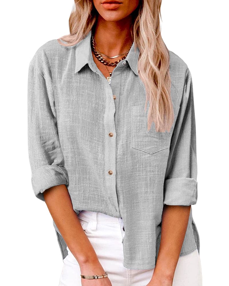 Duttini | Graceful Collared Long Sleeve Button Up Shirt