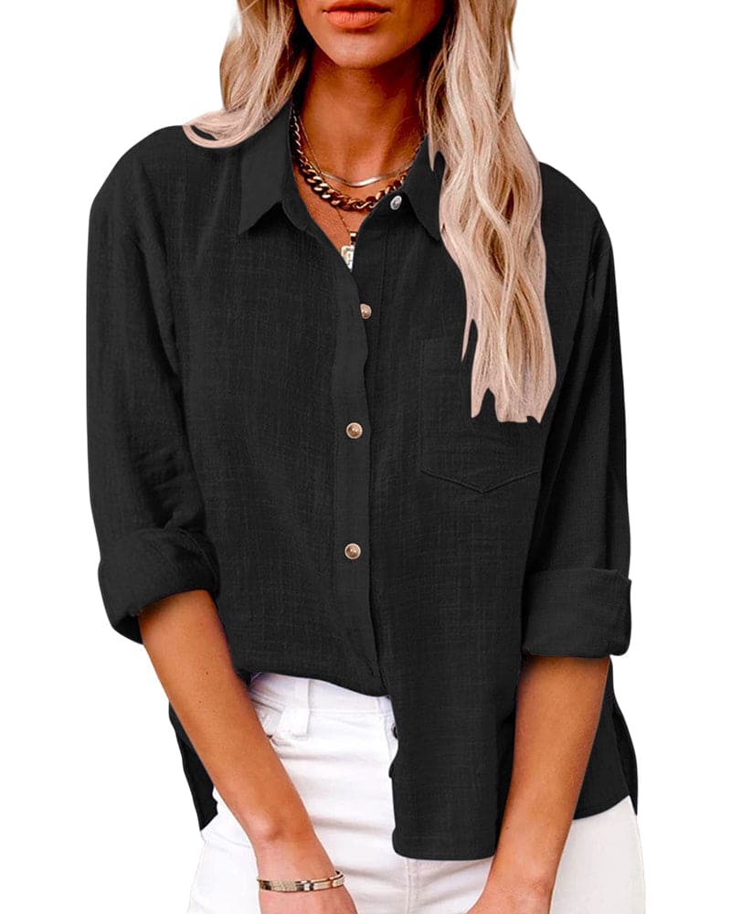 Duttini | Graceful Collared Long Sleeve Button Up Shirt