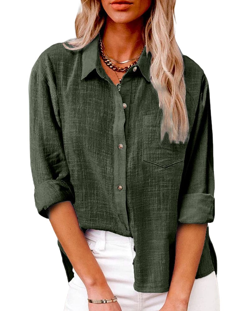 Duttini | Graceful Collared Long Sleeve Button Up Shirt