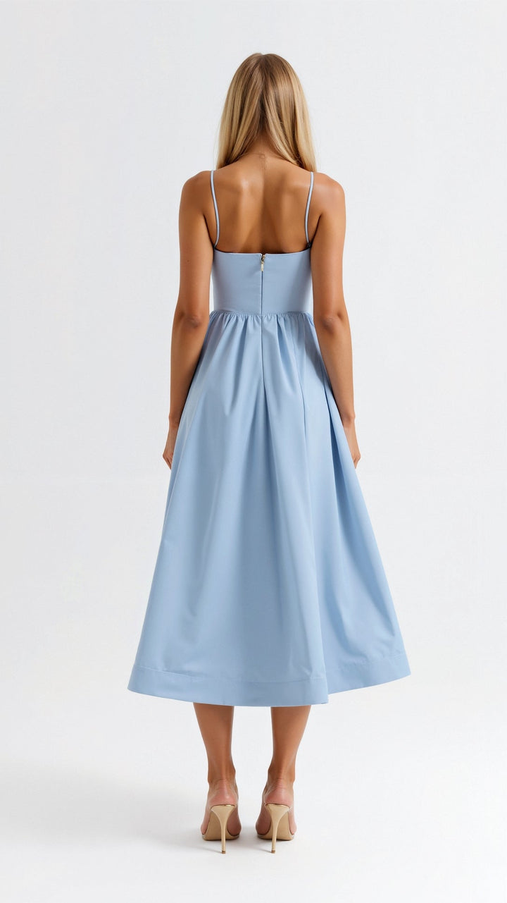 Duttini | Strappy Midi Dress, Fitted Bodice, Flowing Skirt