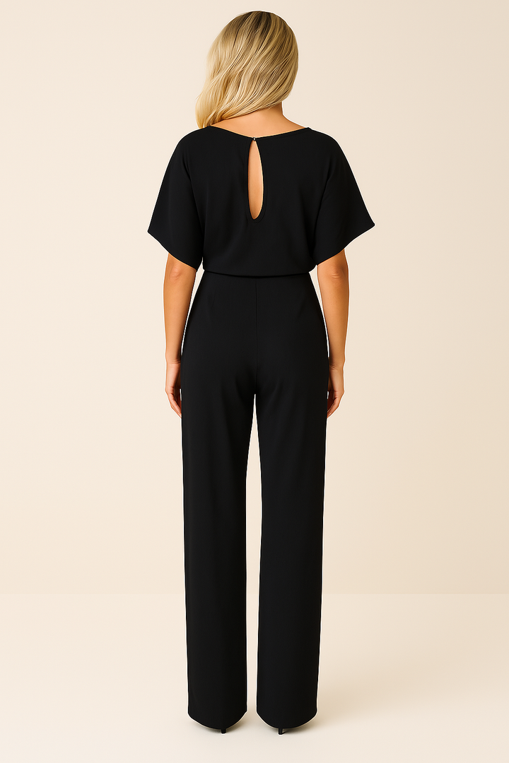 Duttini | Statement Wide Leg Short Sleeve Jumpsuit with Graceful Drape