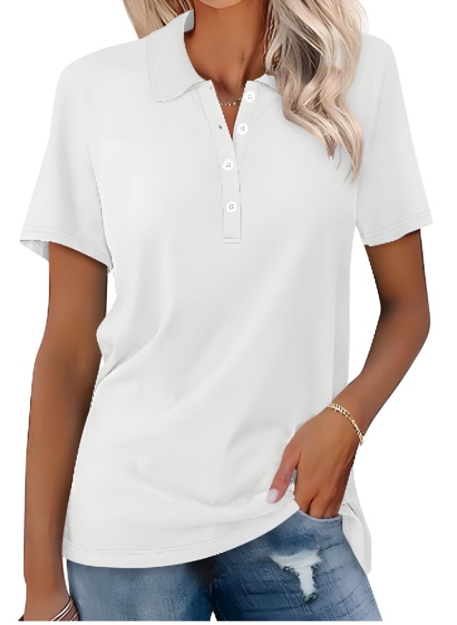 Duttini | Flowing Collared Short Sleeve Polo Shirt