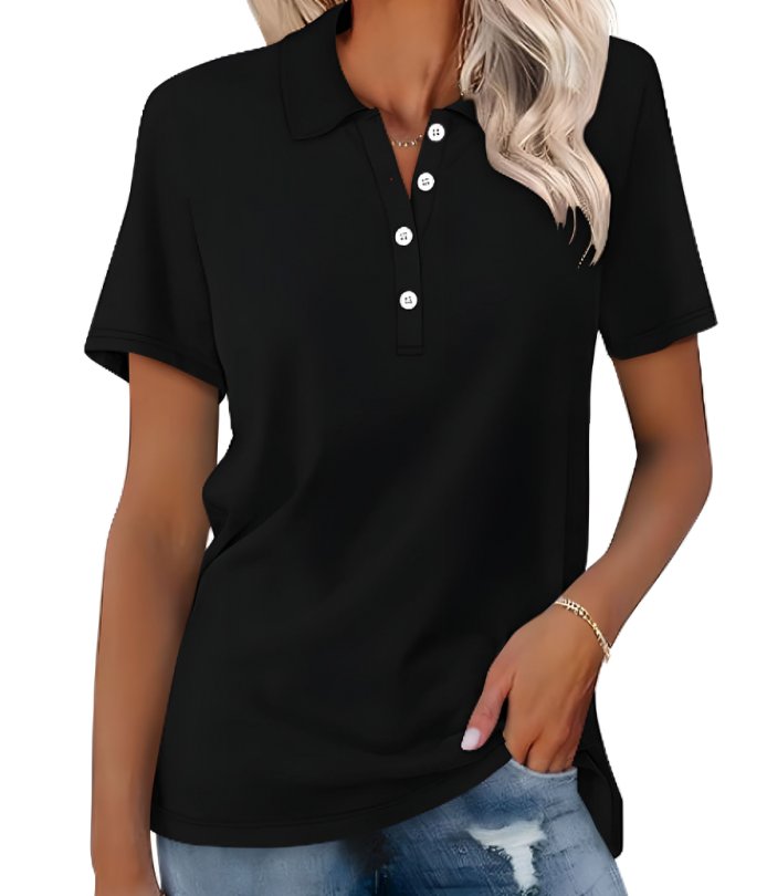 Duttini | Flowing Collared Short Sleeve Polo Shirt