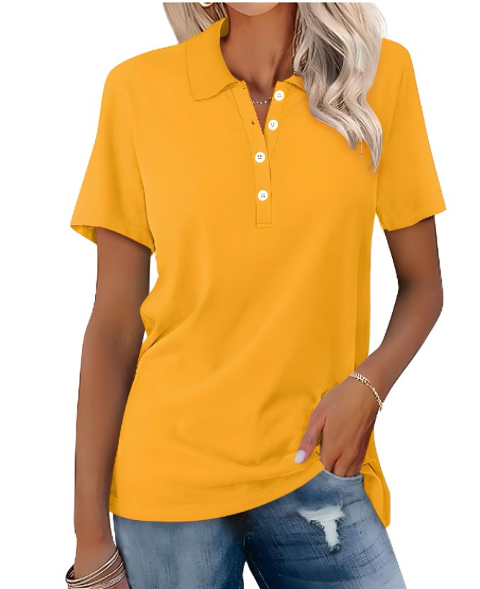 Duttini | Flowing Collared Short Sleeve Polo Shirt