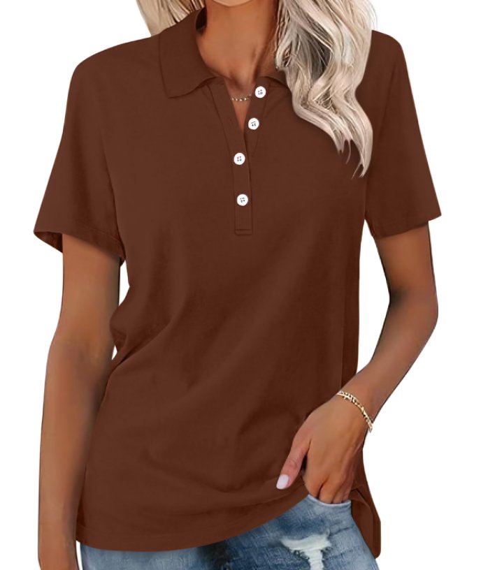 Duttini | Flowing Collared Short Sleeve Polo Shirt